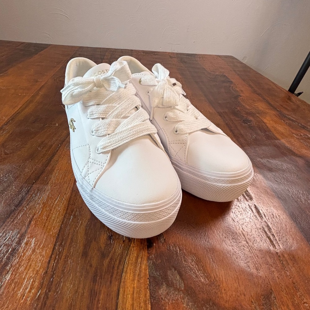 Lacoste Ziane Platform 124 2 CFA Womens White Gold Sneakers Size 9 747CFA0005216